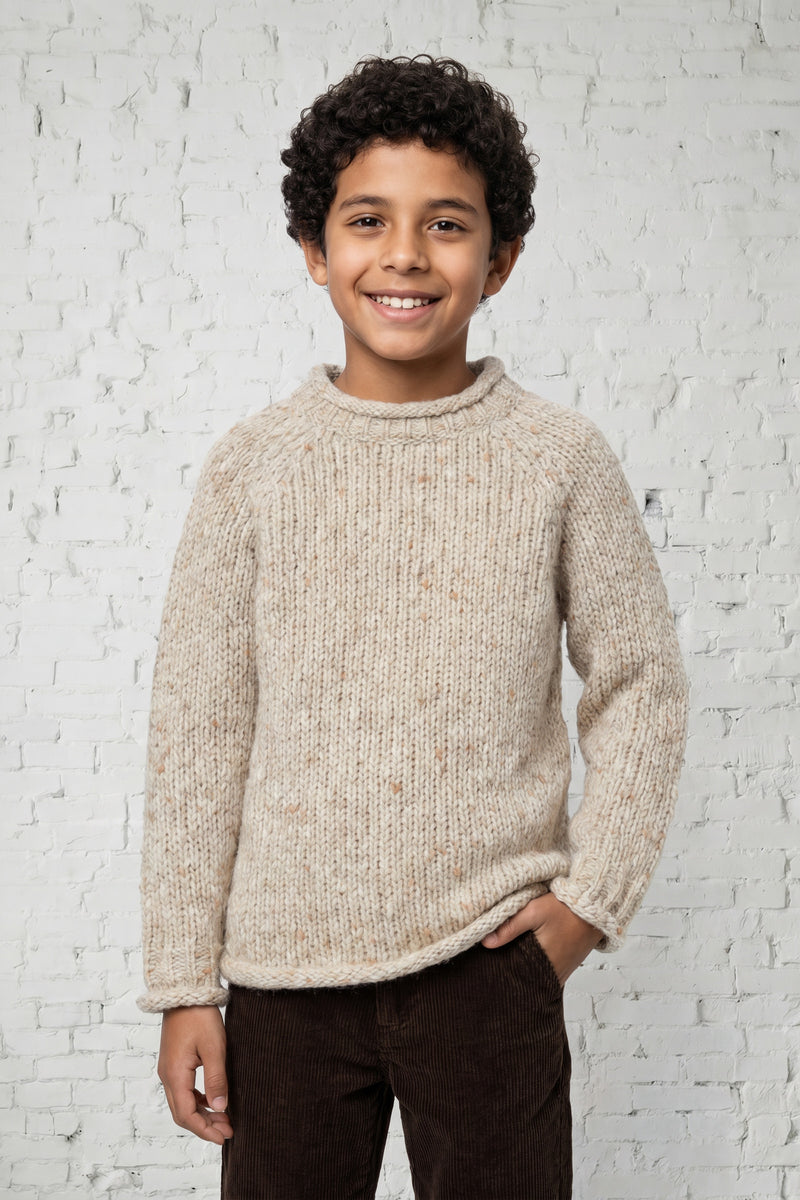 Brackloon Óg Children's Roll Neck Raglan Crew - Cream
