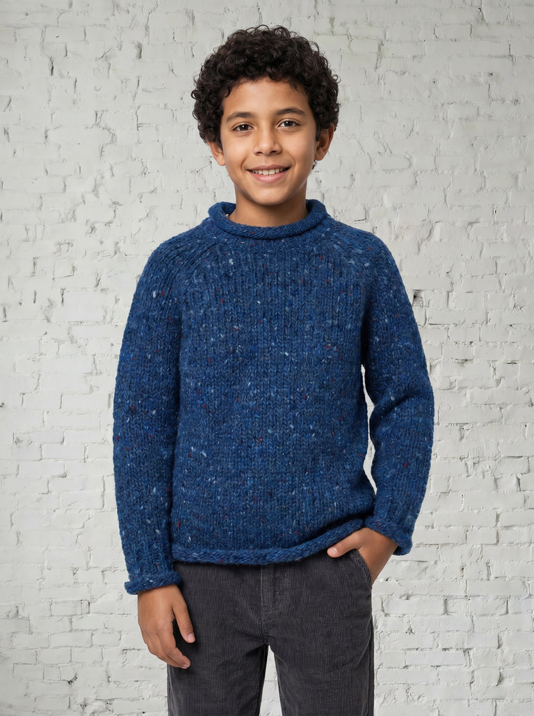 Pull col roulé raglan pour enfant Brackloon Óg - Bleu marine