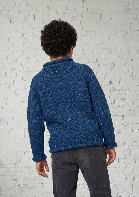 Brackloon Óg Children's Roll Neck Raglan Crew - Navy Blue