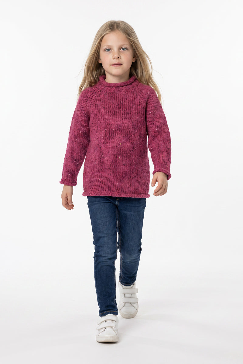 Brackloon Óg Children's Roll Neck Raglan Crew - Pink