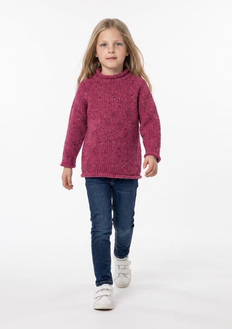Brackloon Óg Children's Roll Neck Raglan Crew - Pink