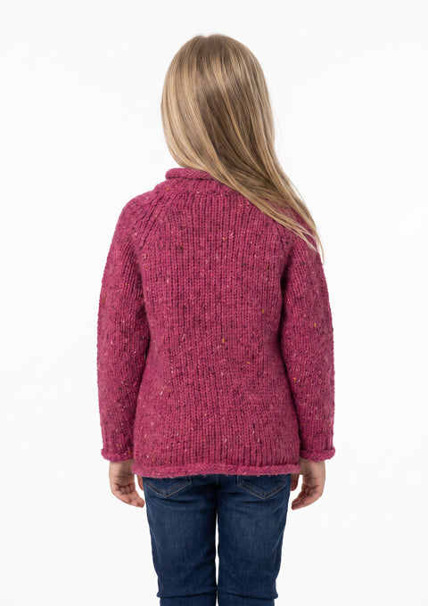 Brackloon Óg Children's Roll Neck Raglan Crew - Pink