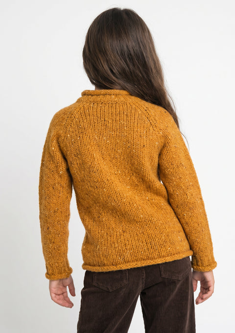 Brackloon Óg Children's Roll Neck Raglan Crew - Yellow