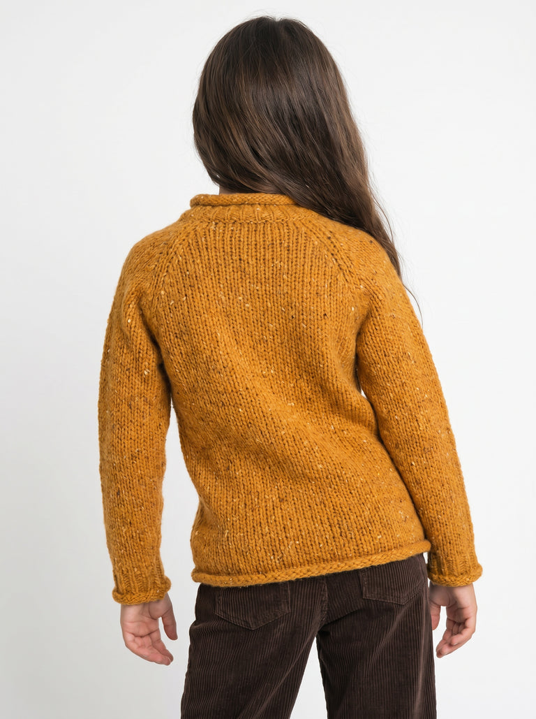 Brackloon Óg Children's Roll Neck Raglan Crew - Yellow