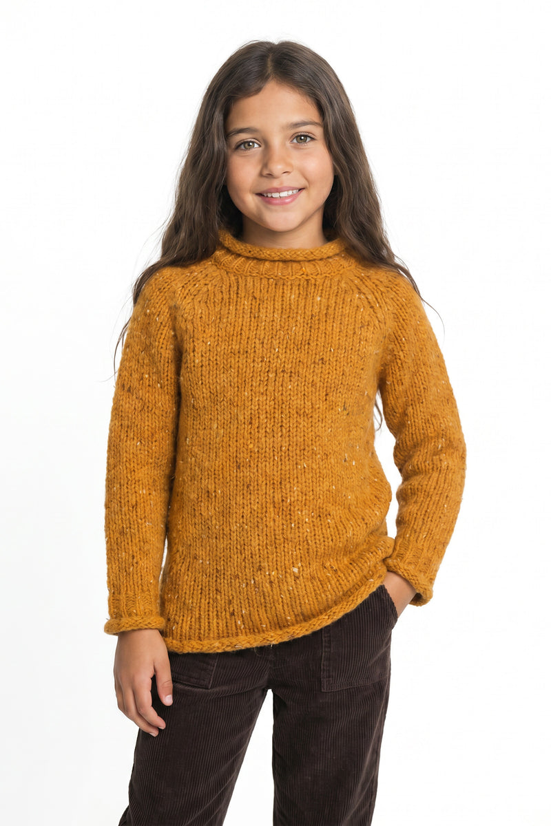 Brackloon Óg Children's Roll Neck Raglan Crew - Yellow