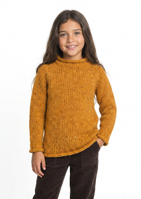 Brackloon Óg Children's Roll Neck Raglan Crew - Yellow