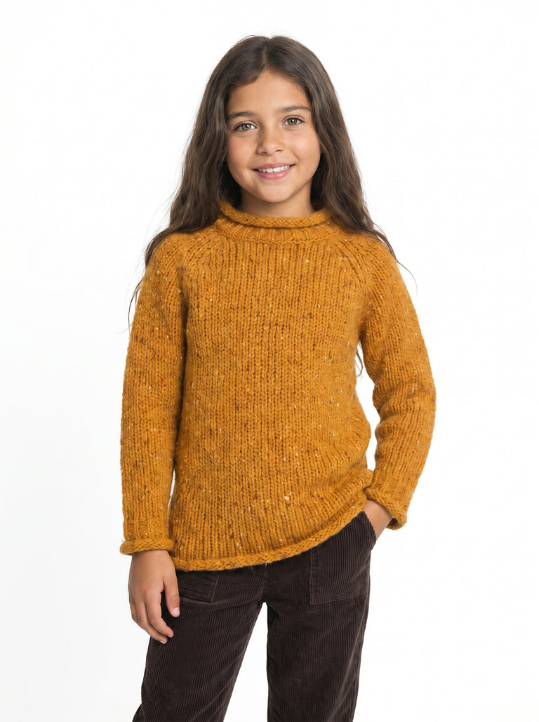 Brackloon Óg Children's Roll Neck Raglan Crew - Yellow