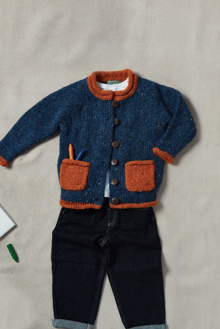 Solas Children’s Roll Neck Cardigan - Nightsky