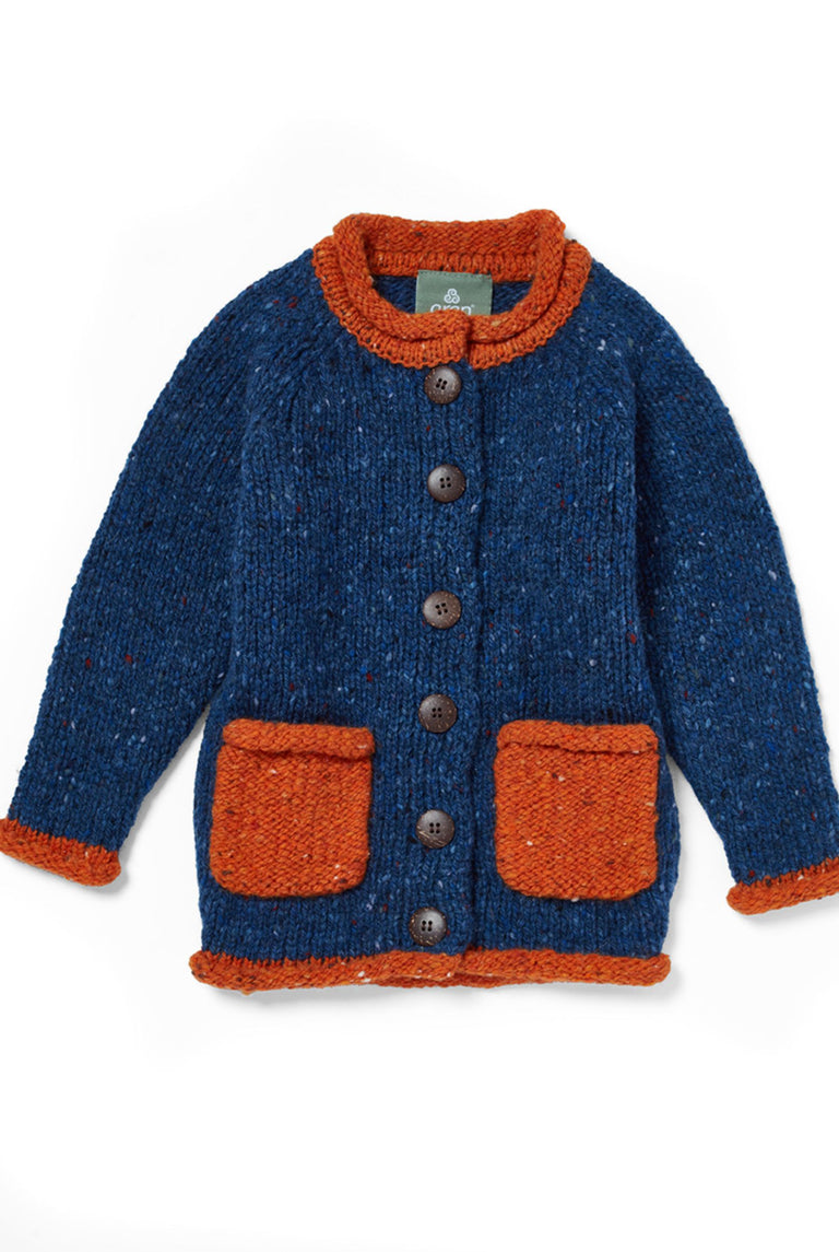 Solas Children’s Roll Neck Cardigan - Nightsky