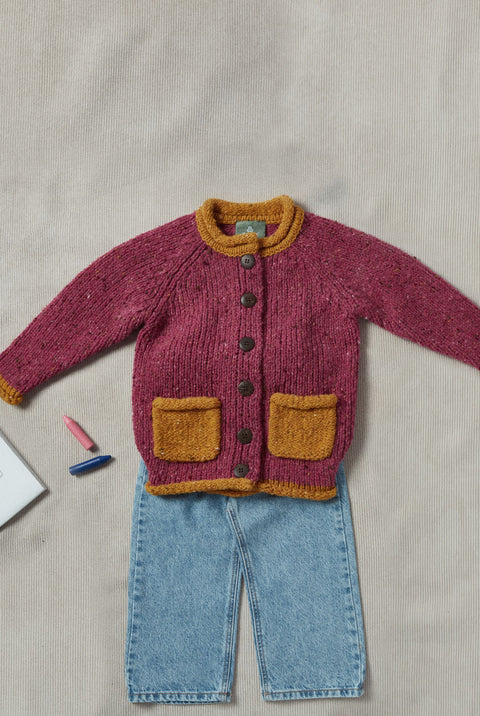 Solas Rollkragen-Cardigan für Kinder - Rose Haze