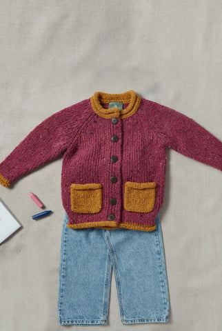 Solas Children’s Roll Neck Cardigan - Rose Haze