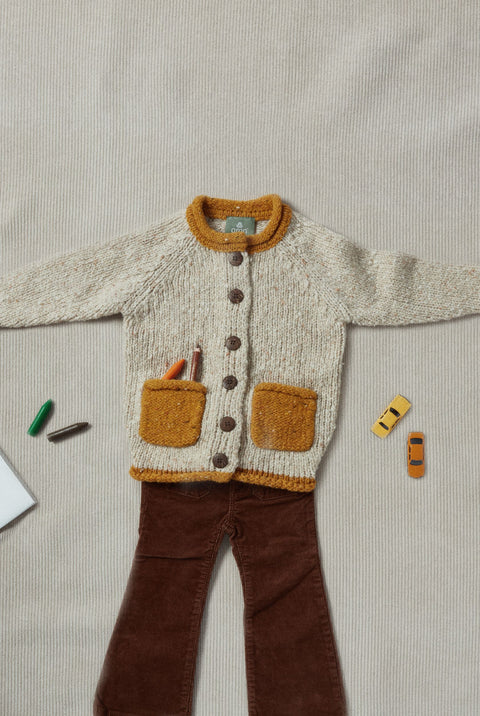 Solas Children’s Roll Neck Cardigan - Sunshine