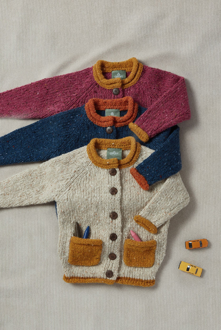 Solas Children’s Roll Neck Cardigan - Sunshine