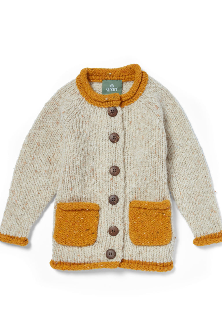 Solas Children’s Roll Neck Cardigan - Sunshine