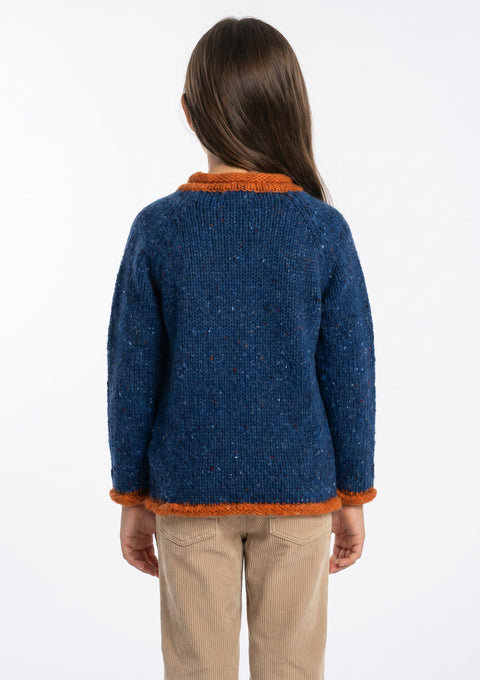 Solas Children’s Roll Neck Cardigan - Nightsky
