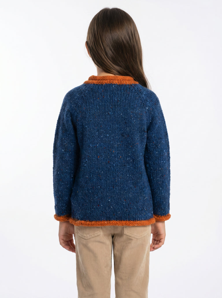 Solas Children’s Roll Neck Cardigan - Nightsky