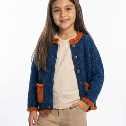 Solas Children’s Roll Neck Cardigan - Nightsky