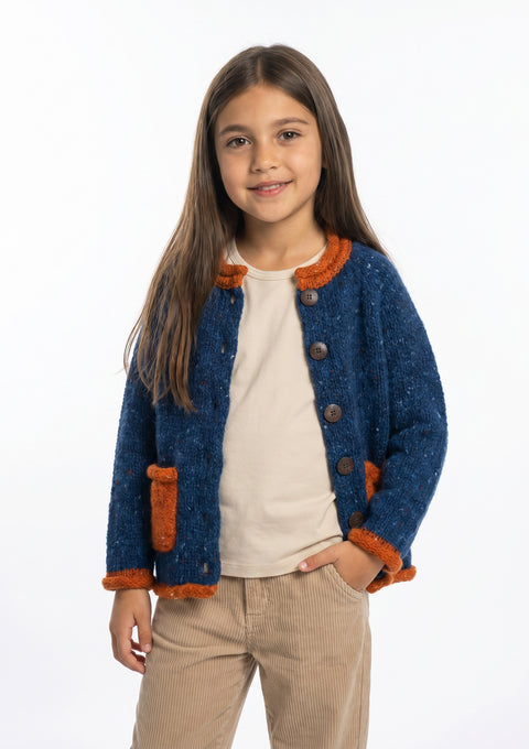 Solas Children’s Roll Neck Cardigan - Nightsky