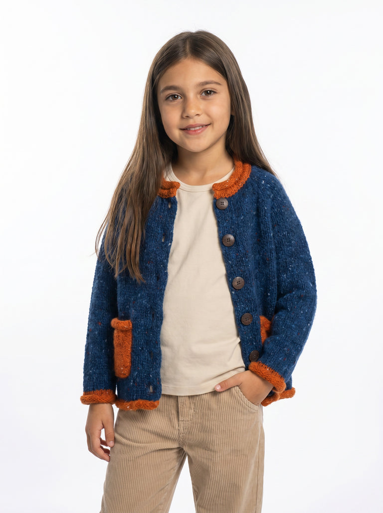 Solas Children’s Roll Neck Cardigan - Nightsky