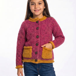 Solas Children’s Roll Neck Cardigan - Rose Haze