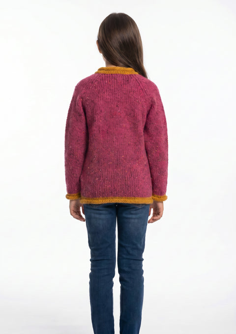 Solas Children’s Roll Neck Cardigan - Rose Haze