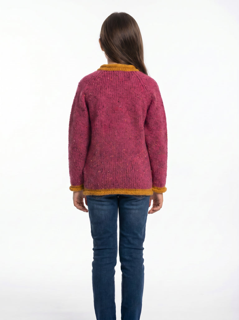 Solas Children’s Roll Neck Cardigan - Rose Haze