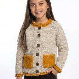 Solas Children’s Roll Neck Cardigan - Sunshine