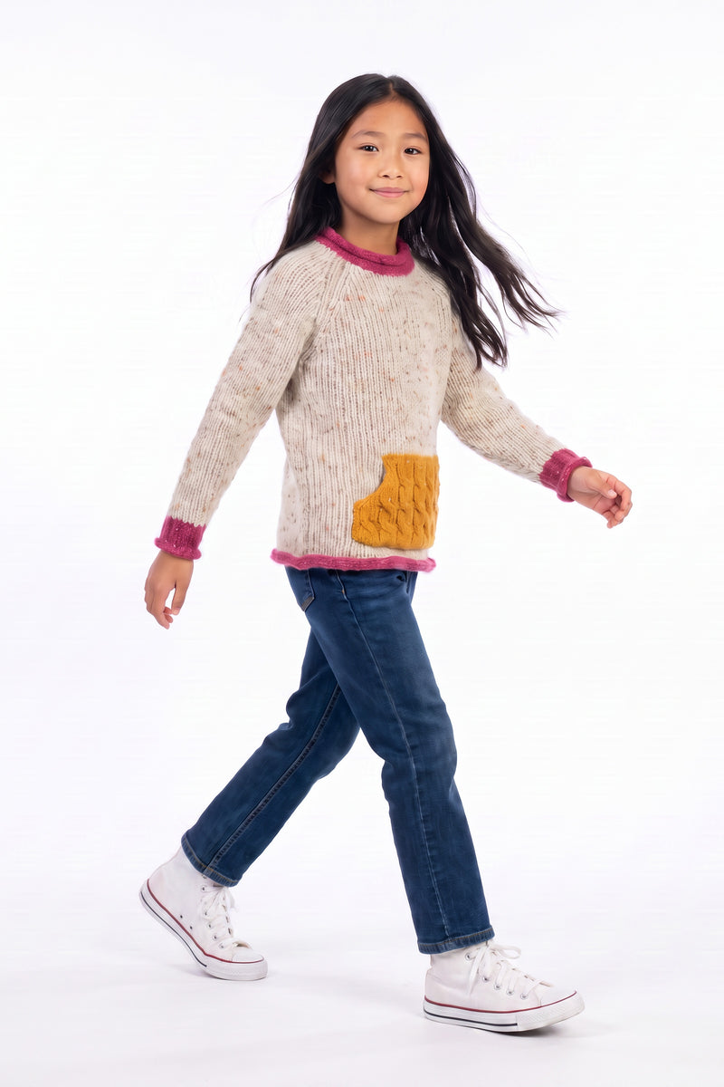Gréine Children’s Roll Neck with Pocket - Sunset