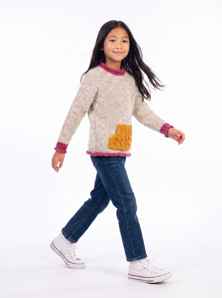 Pull col roulé pour enfant avec poche Greine - Sunset