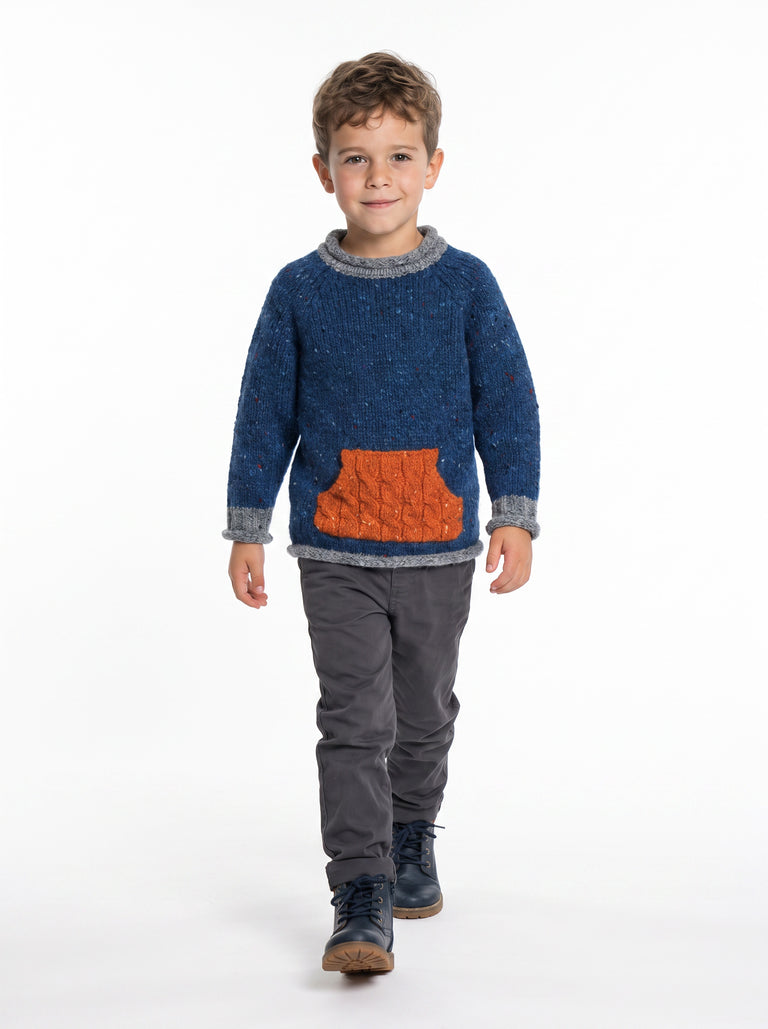 Pull col roulé enfant avec poche Gréine - Eclipse