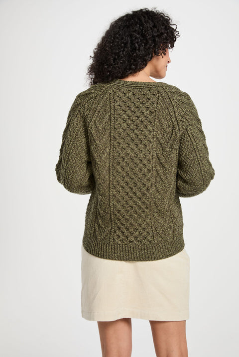 Glenisland Ladies Handknit V-Neck Cardigan - Green