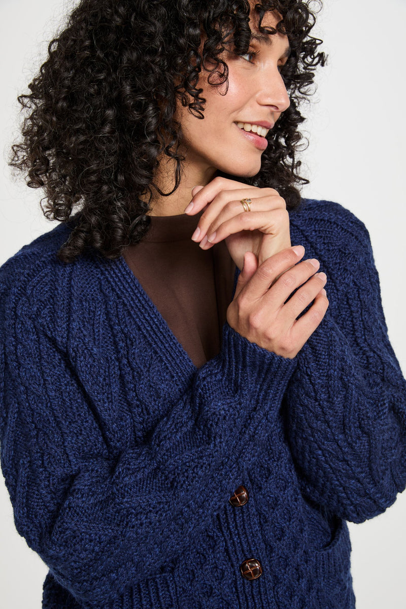 Lady Cardigan, women's wool cardigan, sweater, buttoned cardigan, boyfriend, aran, Ireland,Irish wool cardigan
