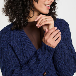 Glenisland Damen-Strickjacke mit V-Ausschnitt, handgestrickt, Creme