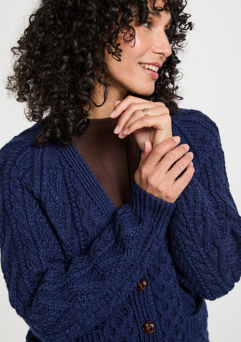 Lady Cardigan, women's wool cardigan, sweater, buttoned cardigan, boyfriend, aran, Ireland,Irish wool cardigan