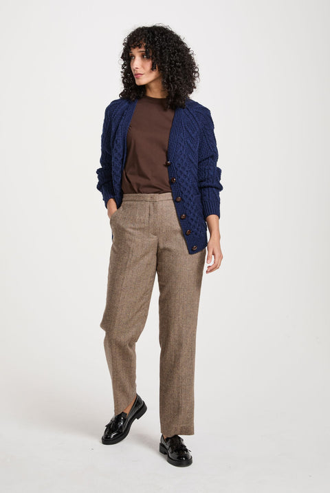Glenisland Ladies Handknit V-Neck Cardigan - Navy