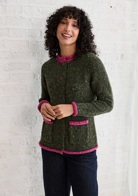  Ladies cardigan, sweater, women sweater, cardigan, jumper,aran, wool, Ireland, knitwear,100% wool, green