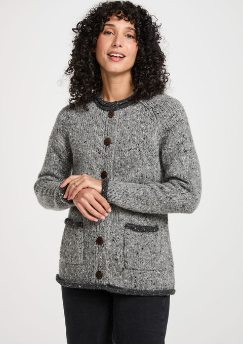  Ladies cardigan, sweater, women sweater, cardigan, jumper,aran, wool, Ireland, knitwear,100% wool, grey