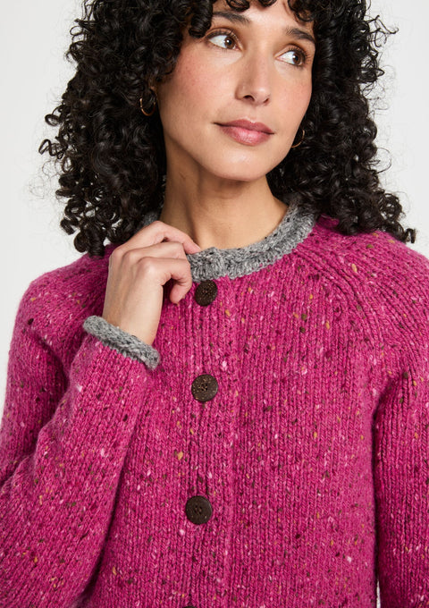  Ladies cardigan, sweater, women sweater, cardigan, jumper,aran, wool, Ireland, knitwear,100% wool,pink