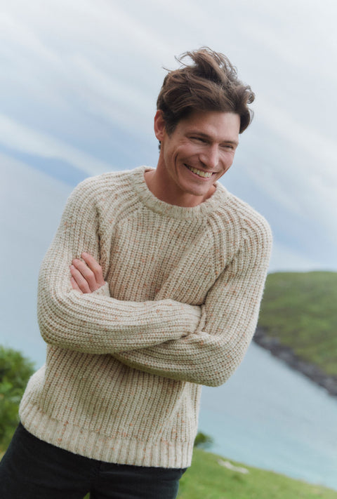 Killykeen Mens Fisherman Ribbed Crew - Cream