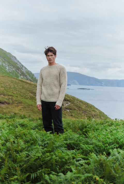 Killykeen Mens Fisherman Ribbed Crew - Cream