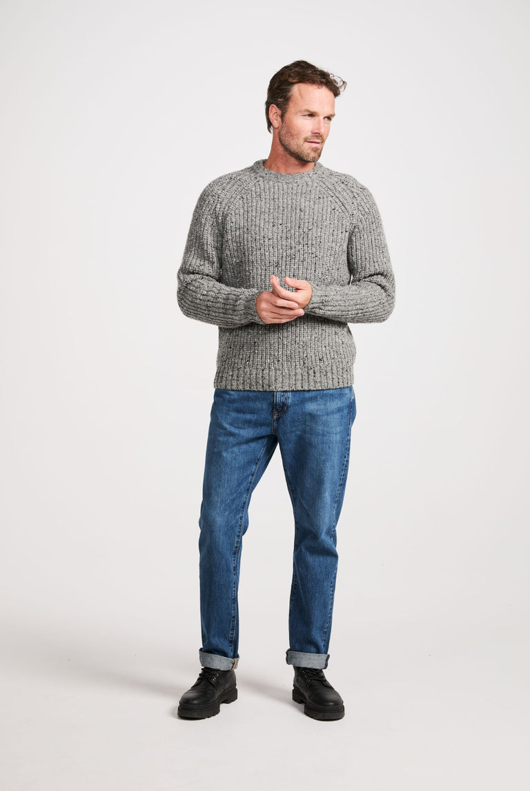 Killykeen Mens Fisherman Ribbed Crew - Grey