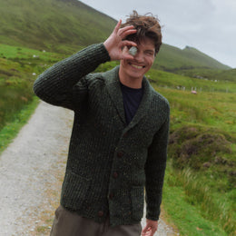 Cardigan châle côtelé Curragh pour homme - Avoine