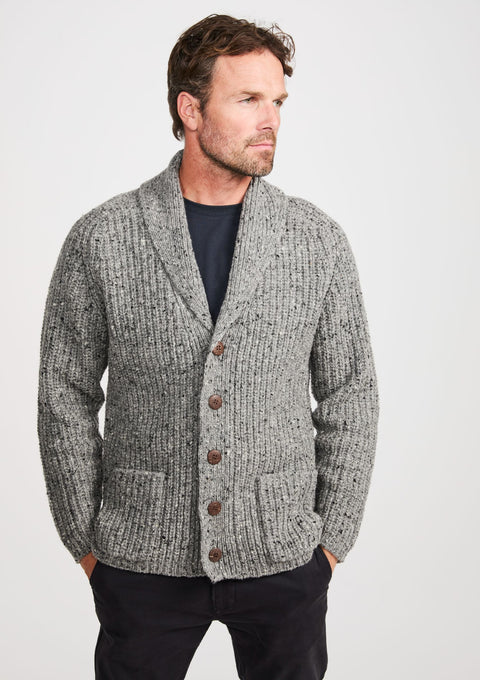 Men's sweater,  Aran, 100% wool sweater, made in Ireland, Irish sweater, Boyfriend, cardigan,grey,jumper