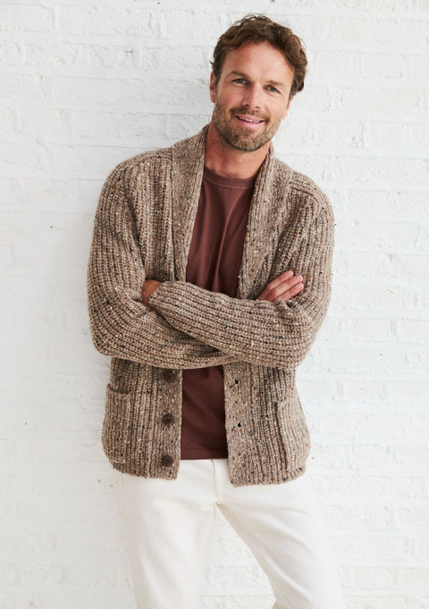 Men's sweater,  Aran, 100% wool sweater, made in Ireland, Irish sweater, Boyfriend, cardigan,oat,jumper