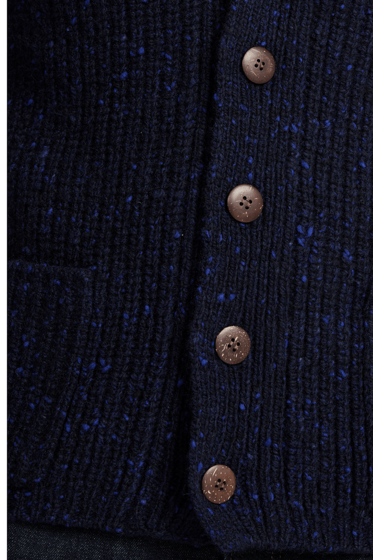 Curragh Mens Rib Shawl Cardigan - Navy