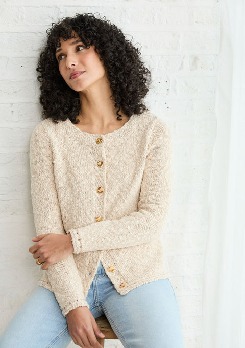Epona Baumwoll-Leinen-Cardigan - Creme