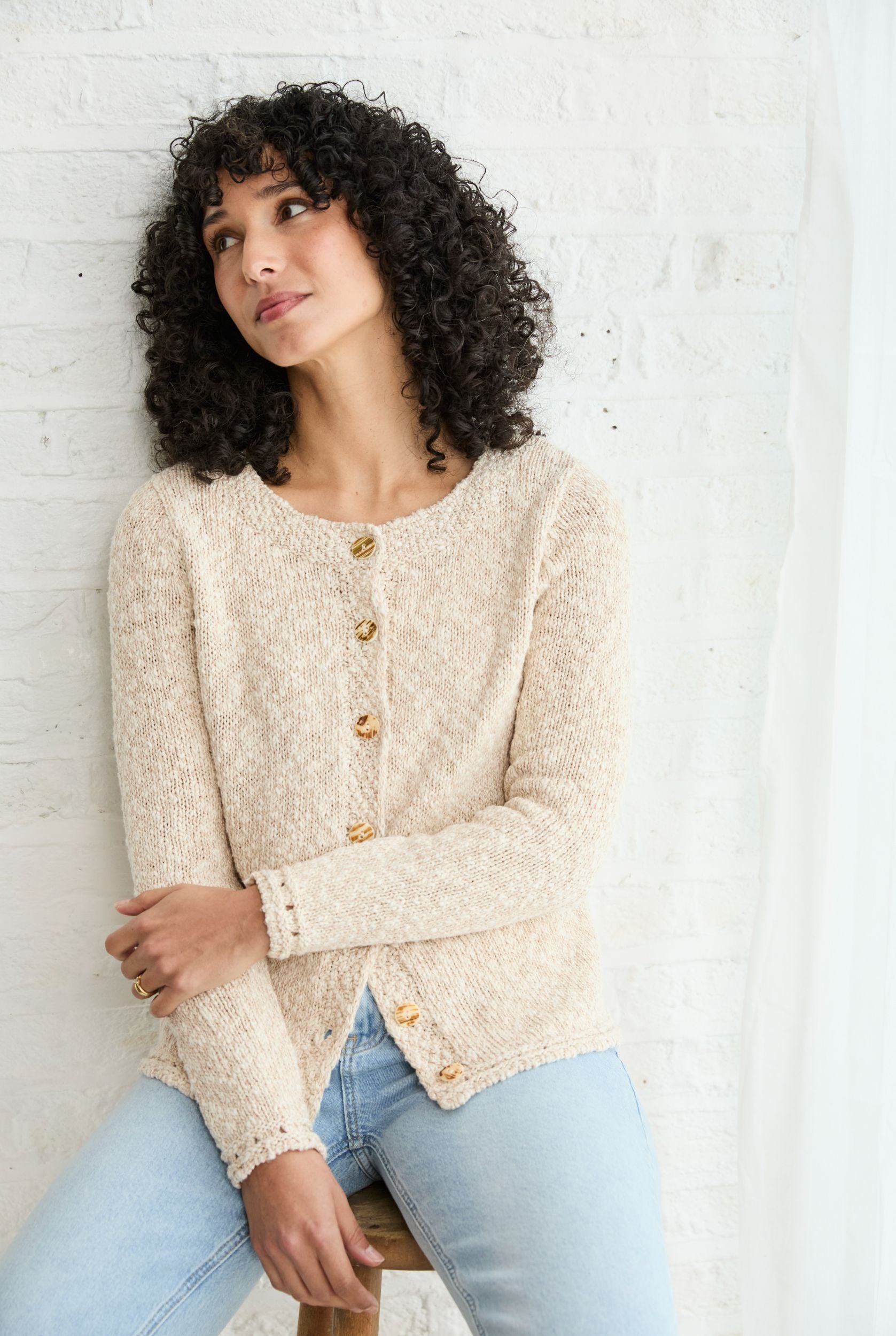 Epona Cotton-Linen Cardigan Cream - Main Image