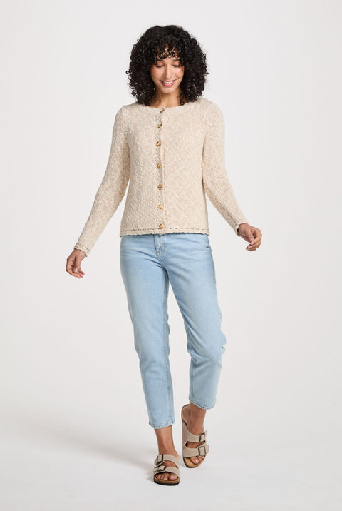 Epona Cotton-Linen Cardigan - Cream
