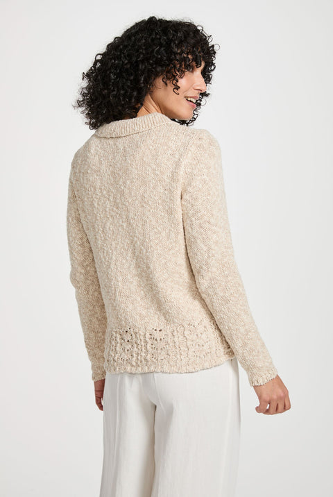 Danu Cotton-Linen Collared Cardigan - Cream