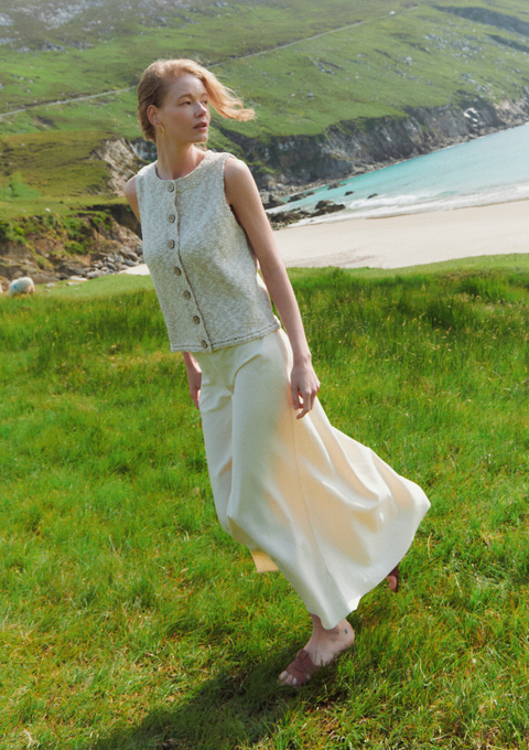 Woman in Cotton Linen Sleevless in Ireland